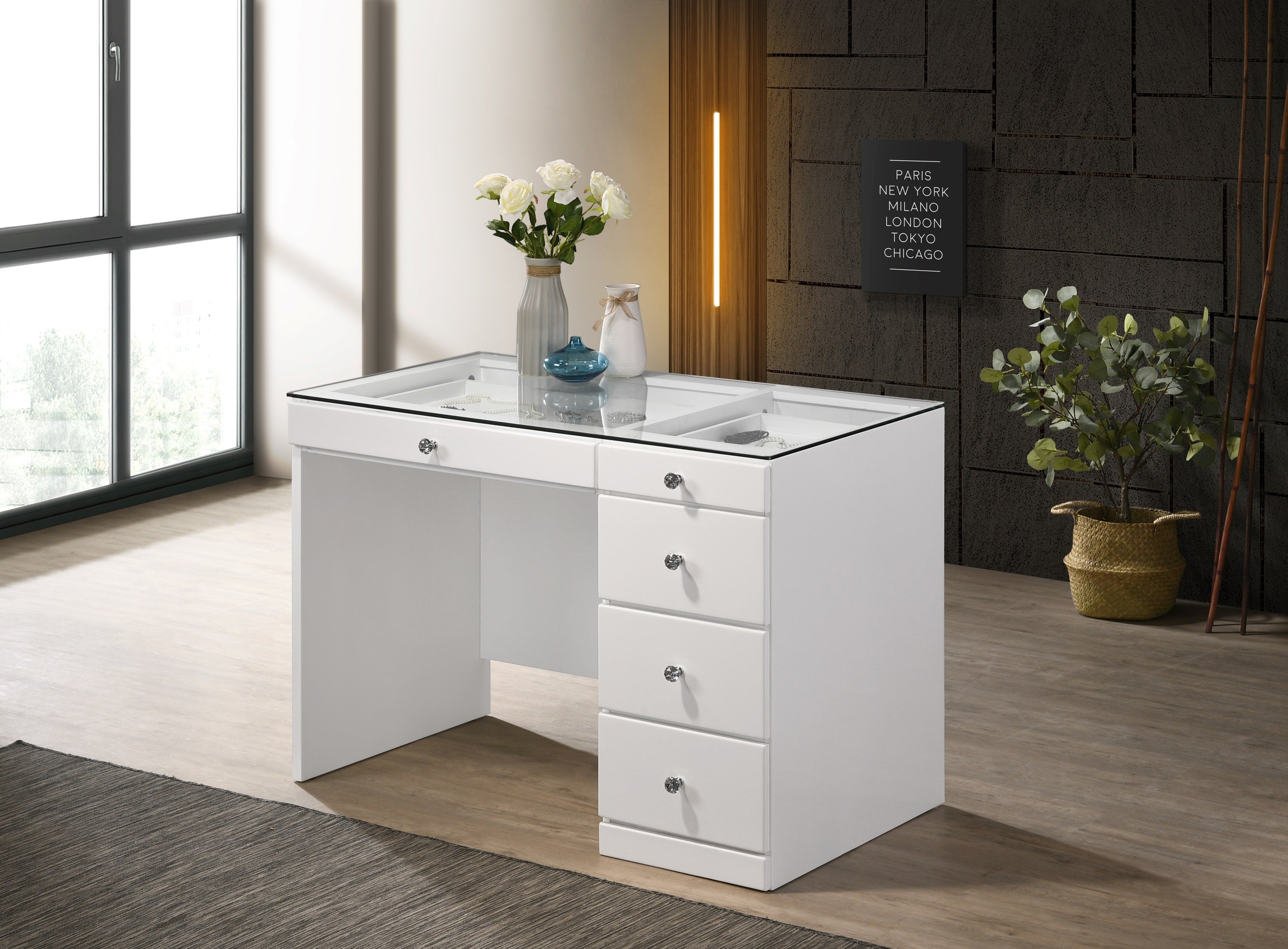 Morgan Glam Vanity High-Gloss White