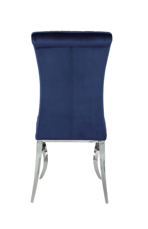Carone Upholstered Side Chairs Ink Blue and Chrome