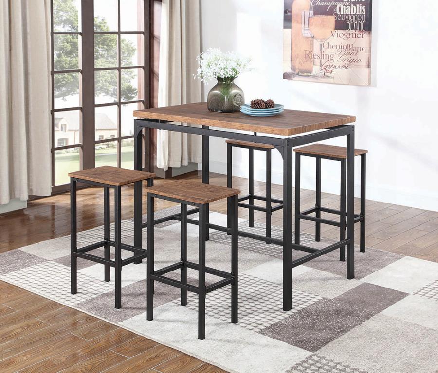 5-piece Bar Set Weathered Chestnut and Black
