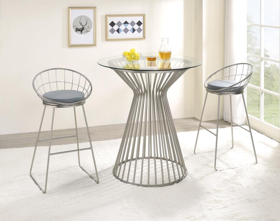 3-piece Bar Set Grey and Satin Nickel
