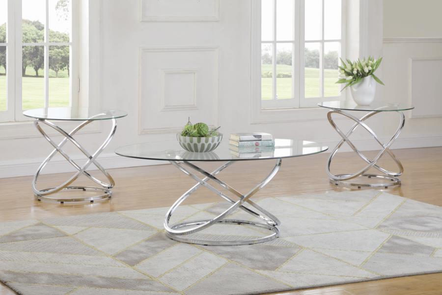 3-piece Occasional Set Chrome and Clear