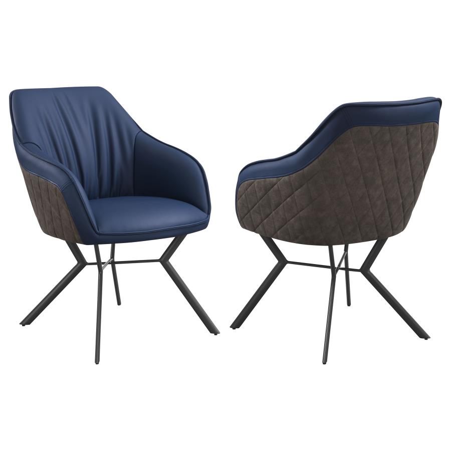 Mayer Upholstered Tufted Side Chairs Blue and Brown