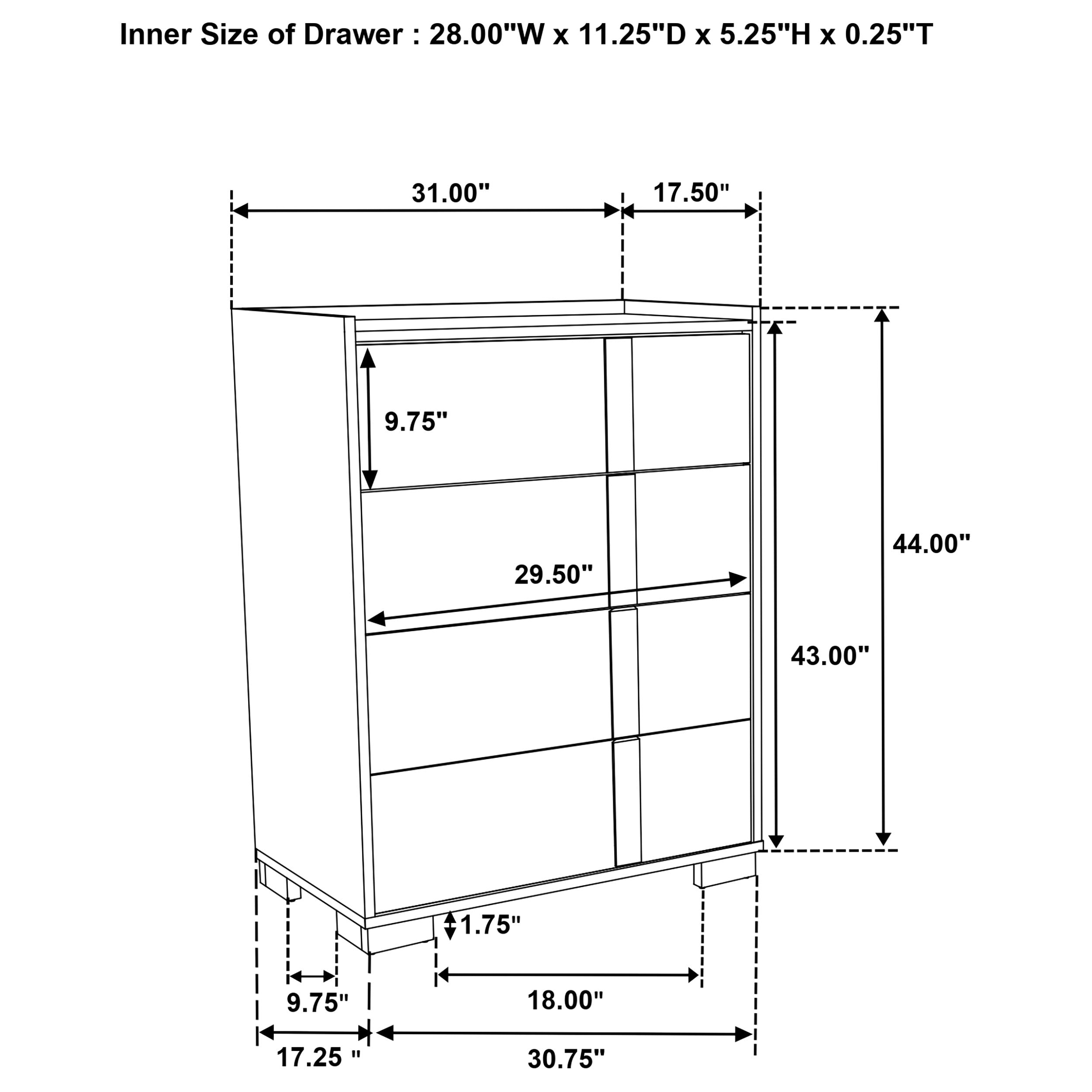 Hyland Dresser with Mirror, Chest, Nightstand and Mirror with Natural