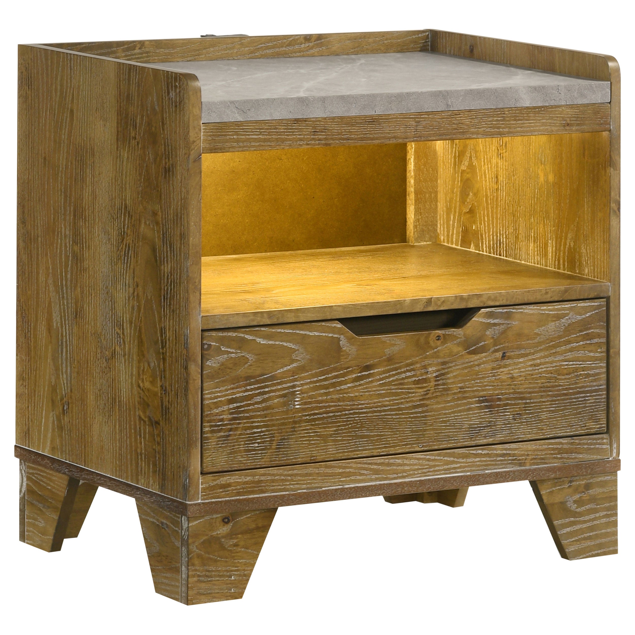 Henderson Medium Oak Dresser with Mirror, Chest, Nightstand and Mirror