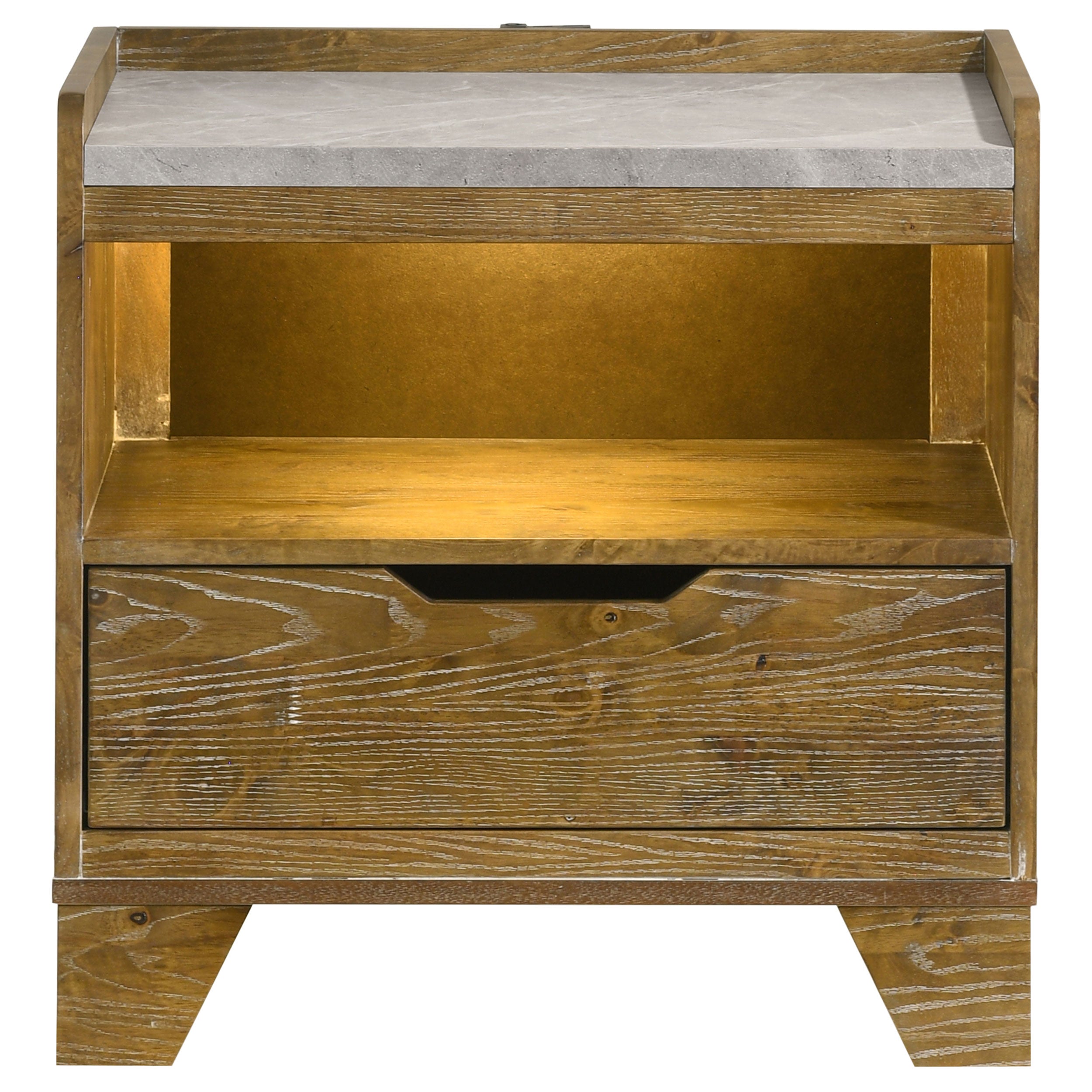 Henderson Medium Oak Dresser with Mirror, Chest, Nightstand and Mirror