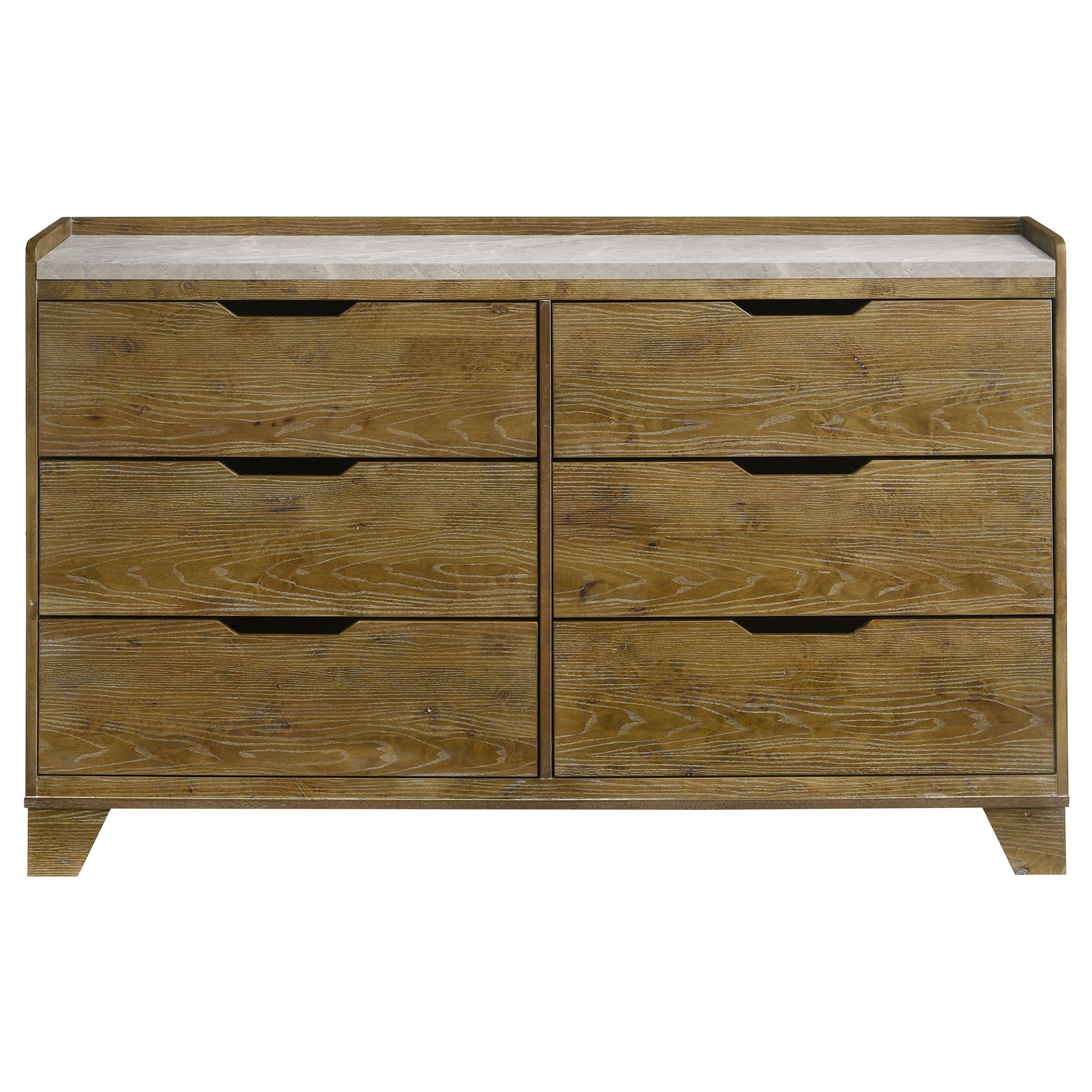 Henderson Medium Oak Dresser with Mirror, Chest, Nightstand and Mirror