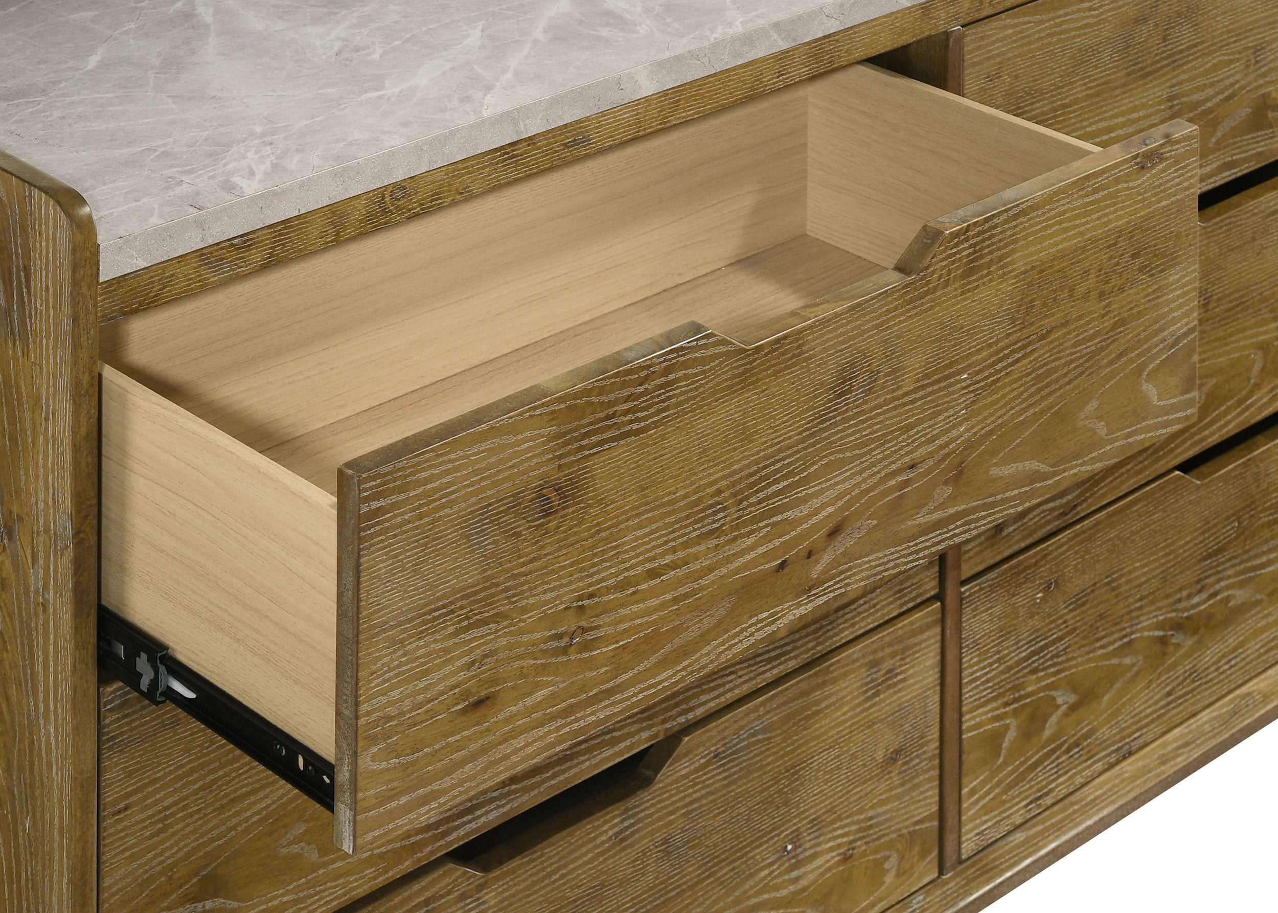 Henderson Medium Oak Dresser with Mirror, Chest, Nightstand and Mirror