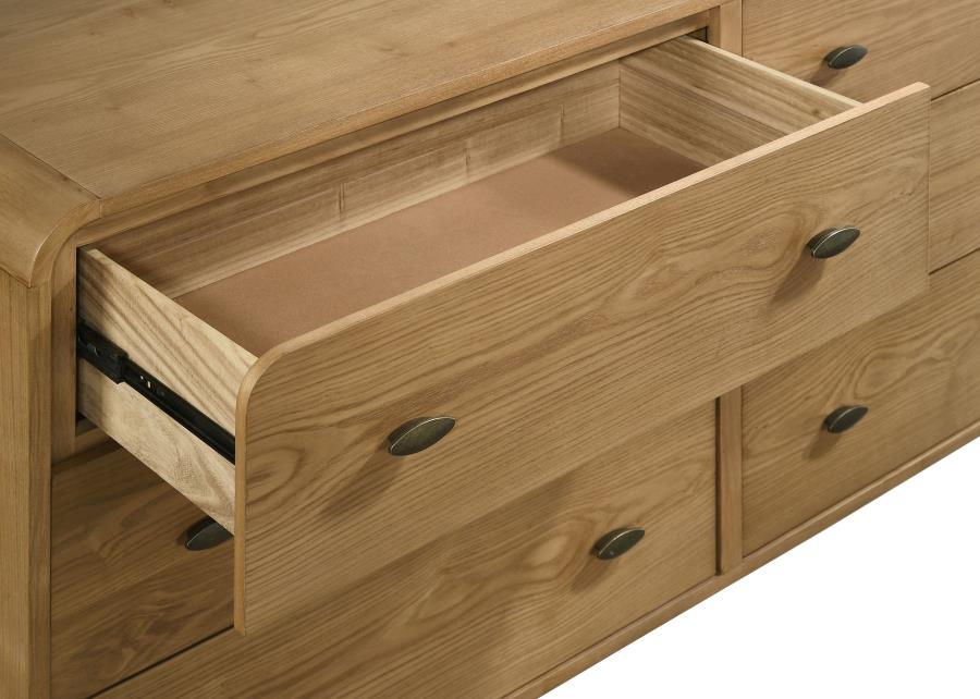 Robyn Light Ash Dresser with Mirror, Chest, Nightstand and Mirror with Natural
