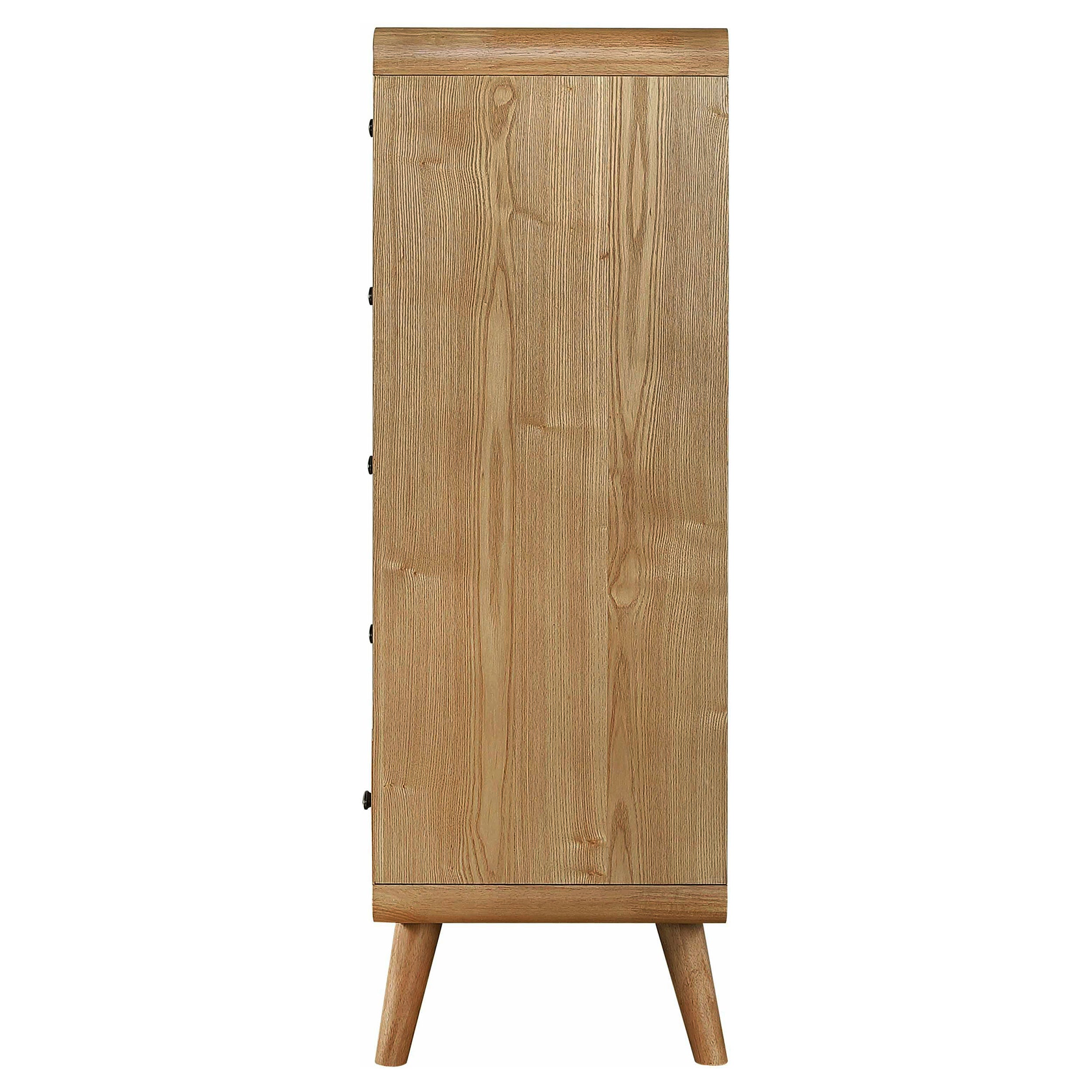 Robyn Light Ash Dresser with Mirror, Chest, Nightstand and Mirror with Natural