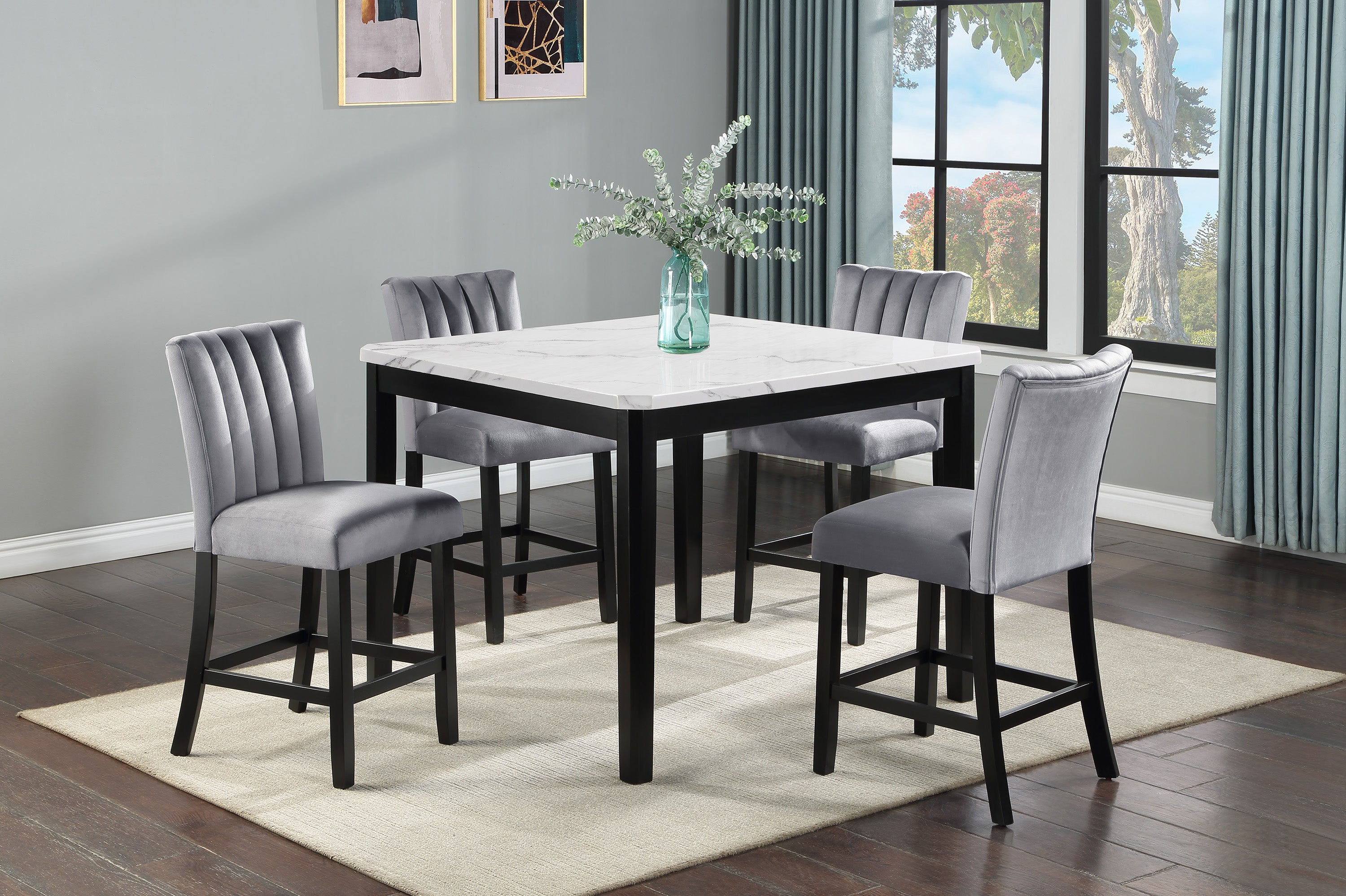 Elara 6 Pcs Counter Height Dining Set Collection With Bench