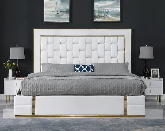 Marbella White Bed Platform With Storage