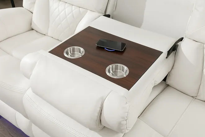 Party Time White Power Reclining Loveseat