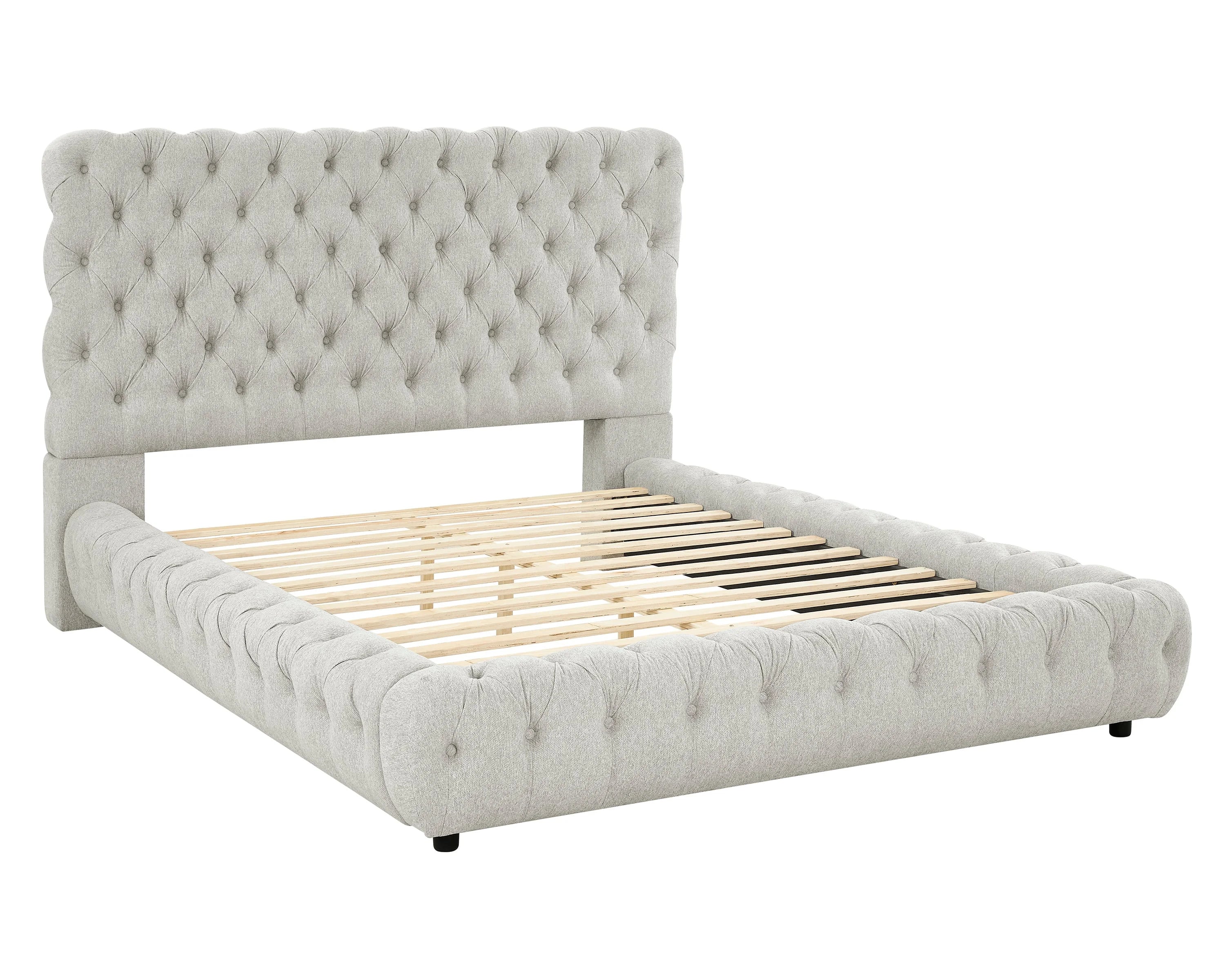 Flory Dove Velvet Bed Platform