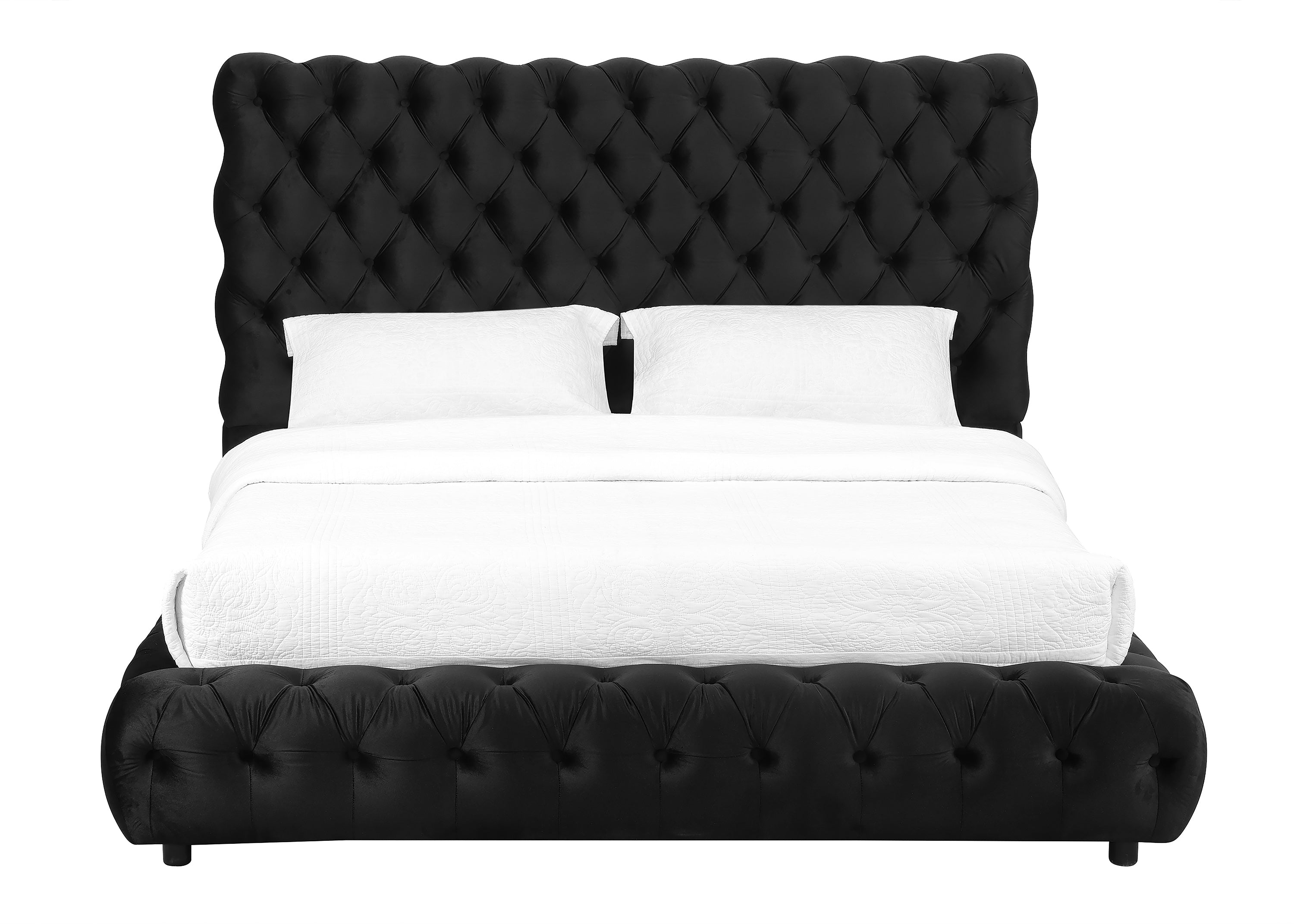 Flory Black Velvet Bed Platform