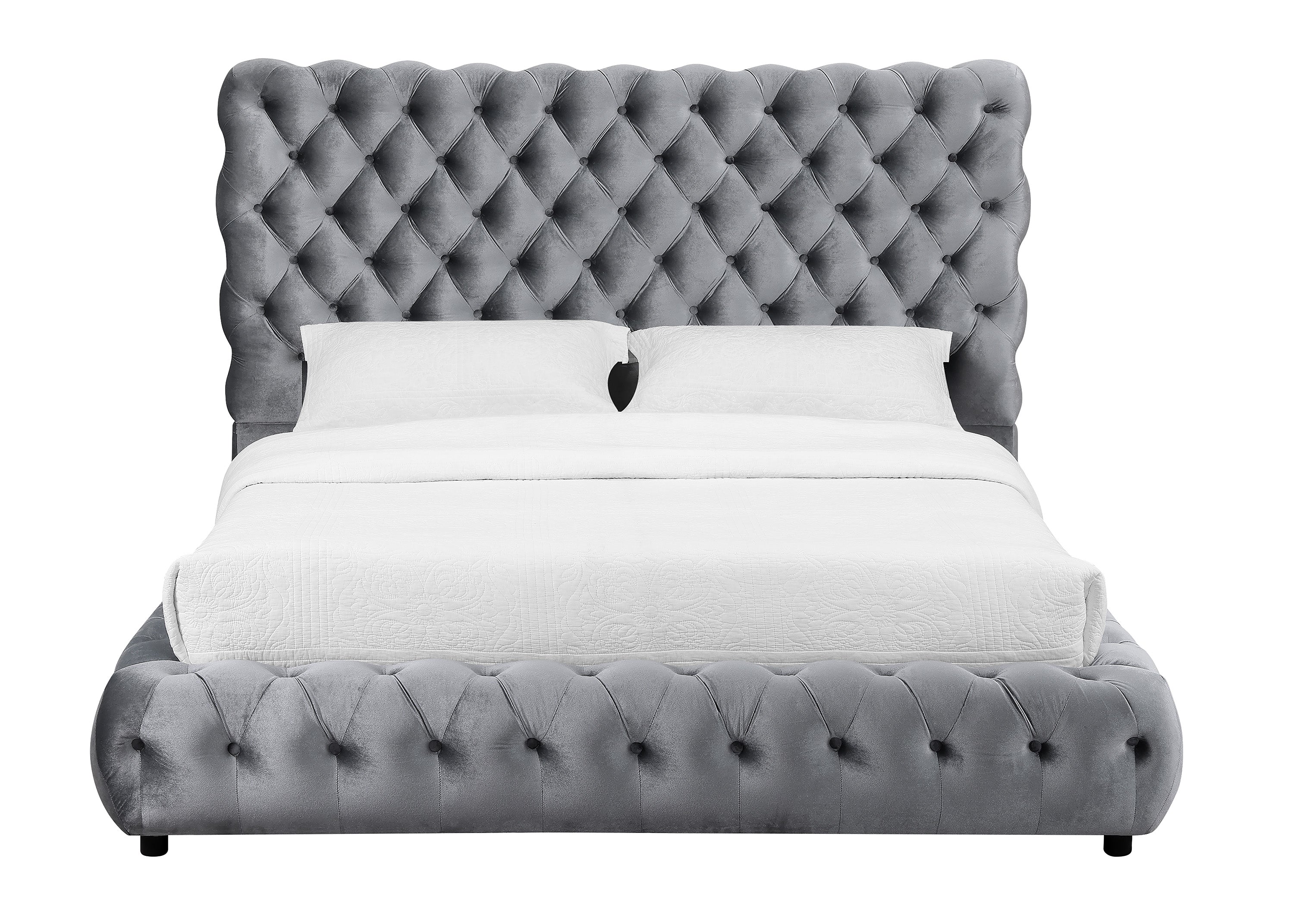 Flory Collection Grey Velvet Bed Platform