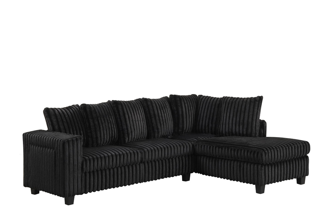 CORDUROY SECTIONAL BLACK