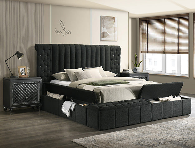 Danbury Charcoal Boucle Storage Bed Frame