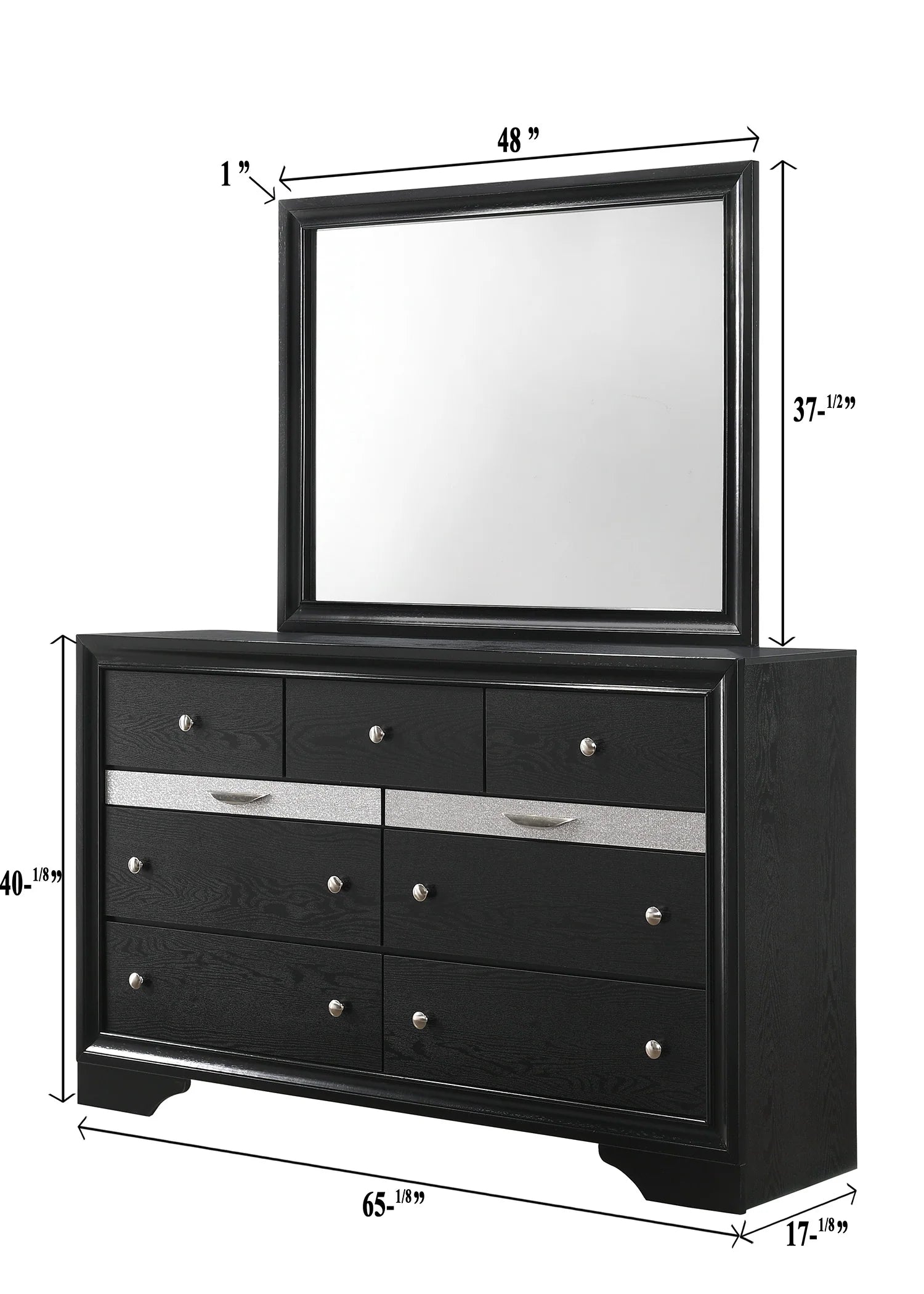 B4670 Regata Black Dresser & Mirror