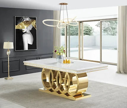 Giovanni Gold Marble Dining Set
