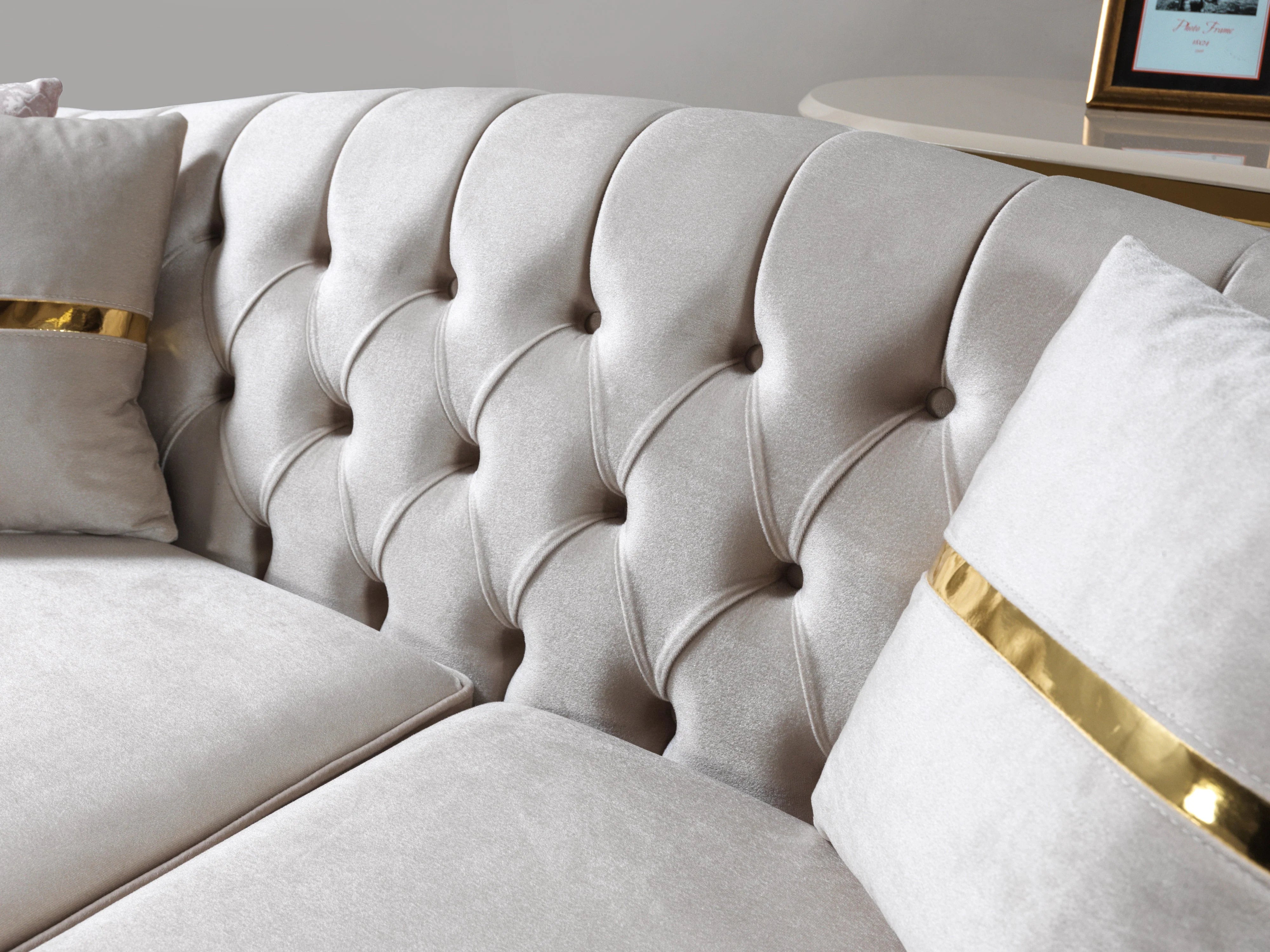 Milena Ivory Velvet Sofa