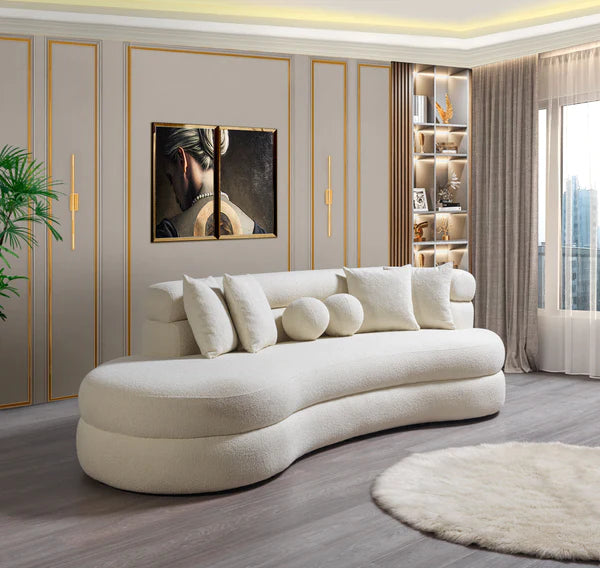 Larissa Ivory Boucle Curved Lounge Chaise