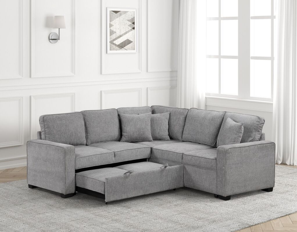 Ariel Grey Sectional With Pull-Out Bed