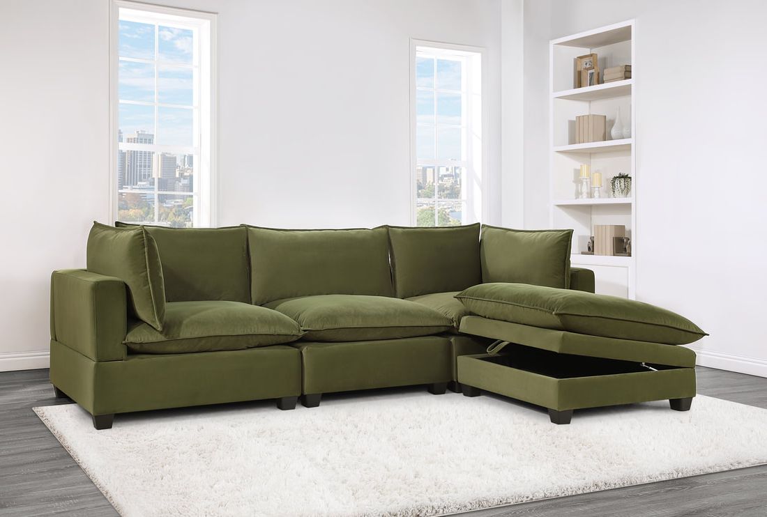 The Cloud² Modular Sectional in Olive Velvet