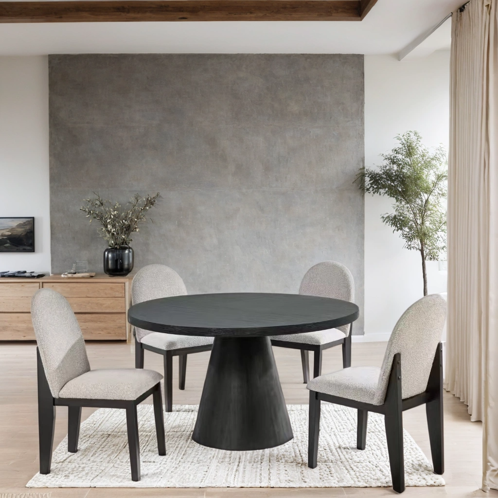 Dining Table + 4 Chair Set Black/Grey