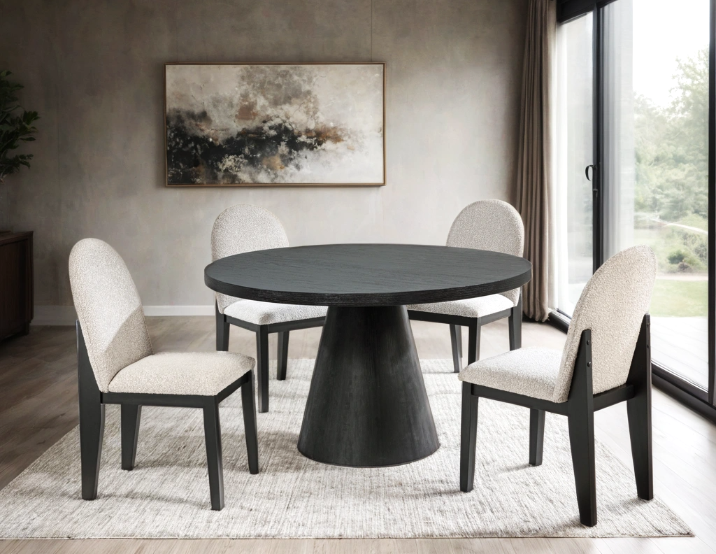 Dining Table + 4 Chair Set Black/Grey