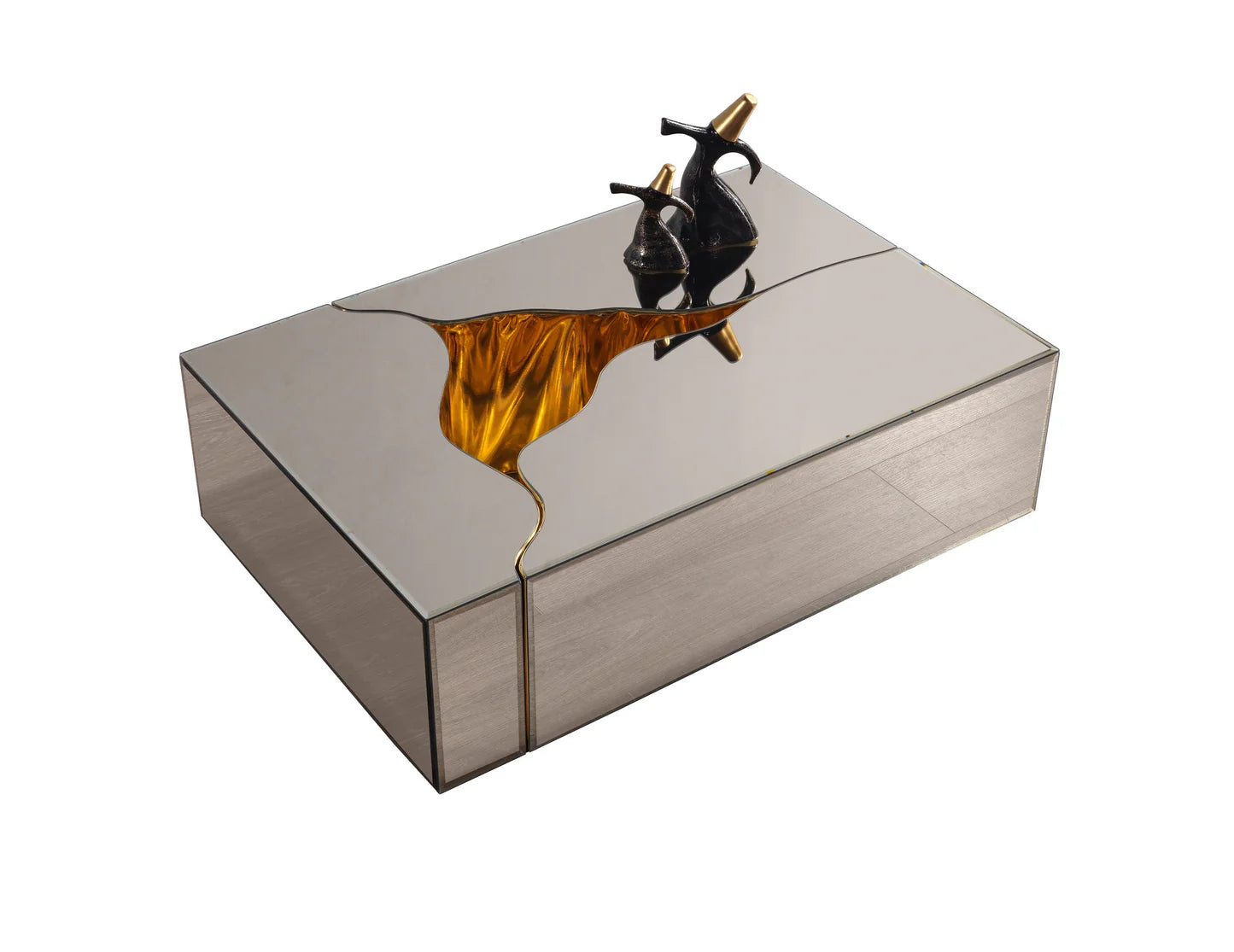 Dream Glass Bronze/Gold 3-Piece Coffee Table