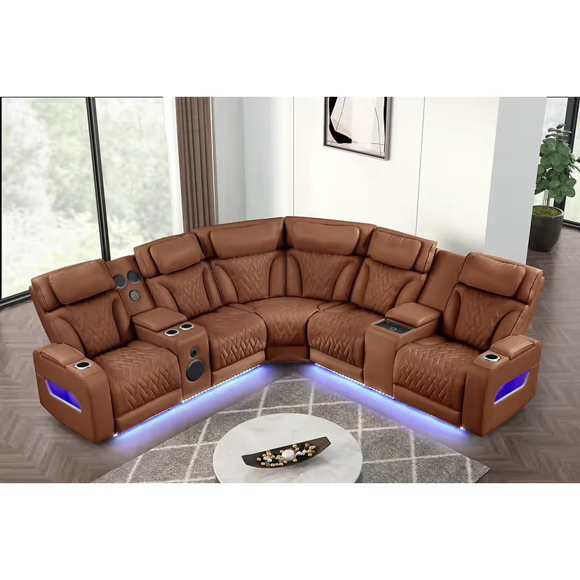 Skyline (Brown Caramel)  Reclining Sectional