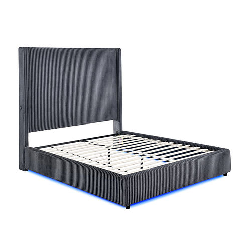 Belinda Grey Platform Bed Frame w/LED Lights