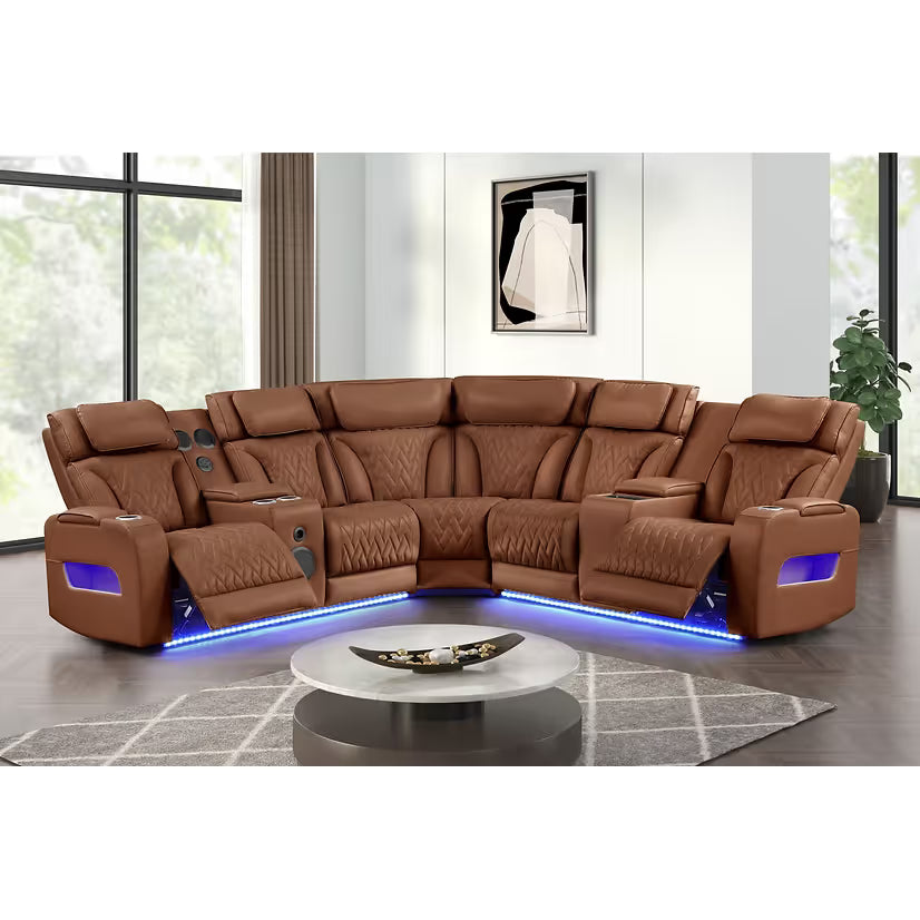 Skyline (Brown Caramel)  Reclining Sectional