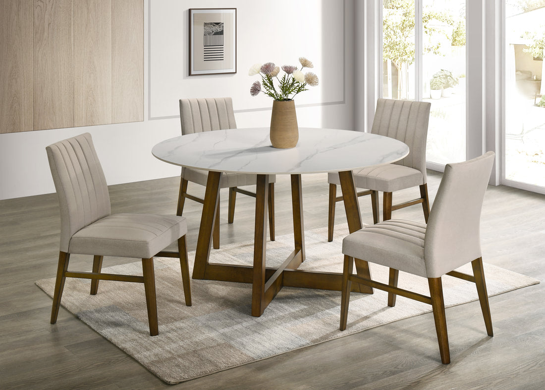 Dark Oak Dining Table + 4 Chair Set