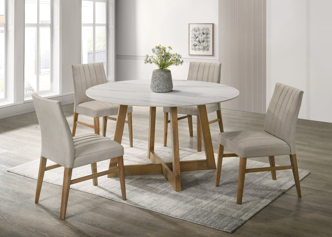 Light Oak Dining Table + 4 Chair Set