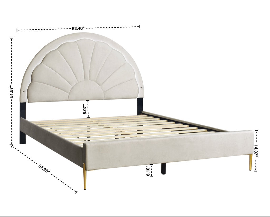 Flora Beige Platform Bed Size (LED LIGHTS)
