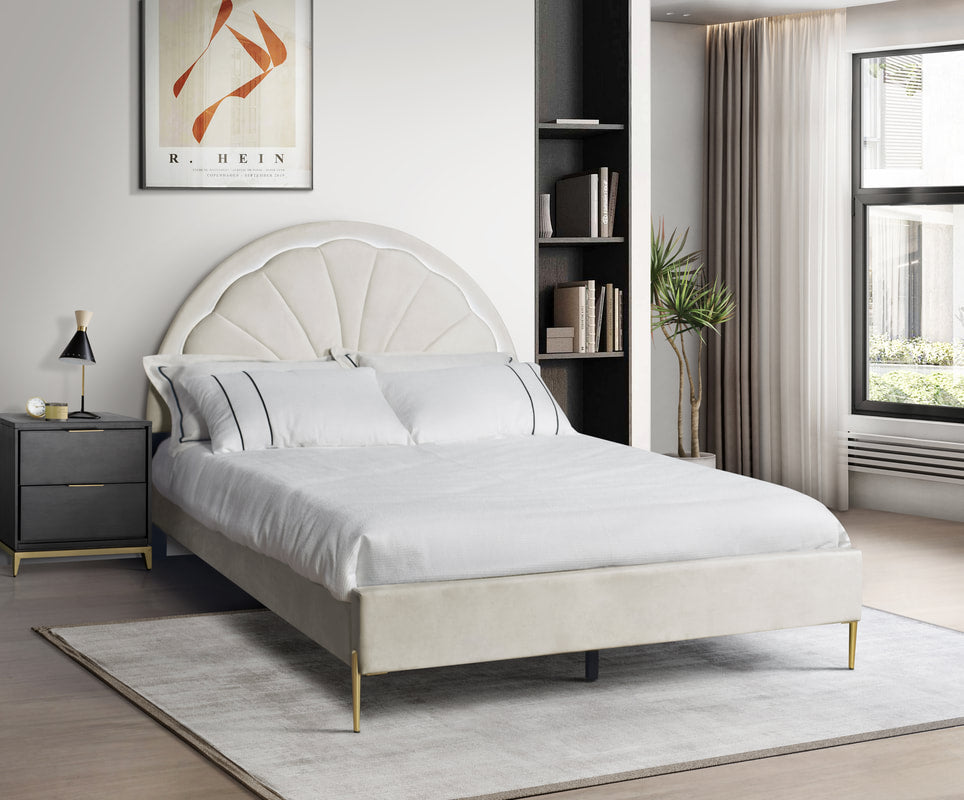 Flora Beige Platform Bed Size (LED LIGHTS)