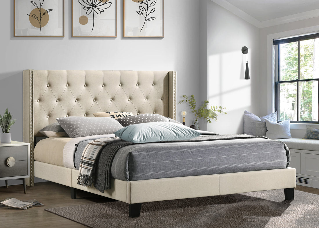 HH740 Beige Platform Bed