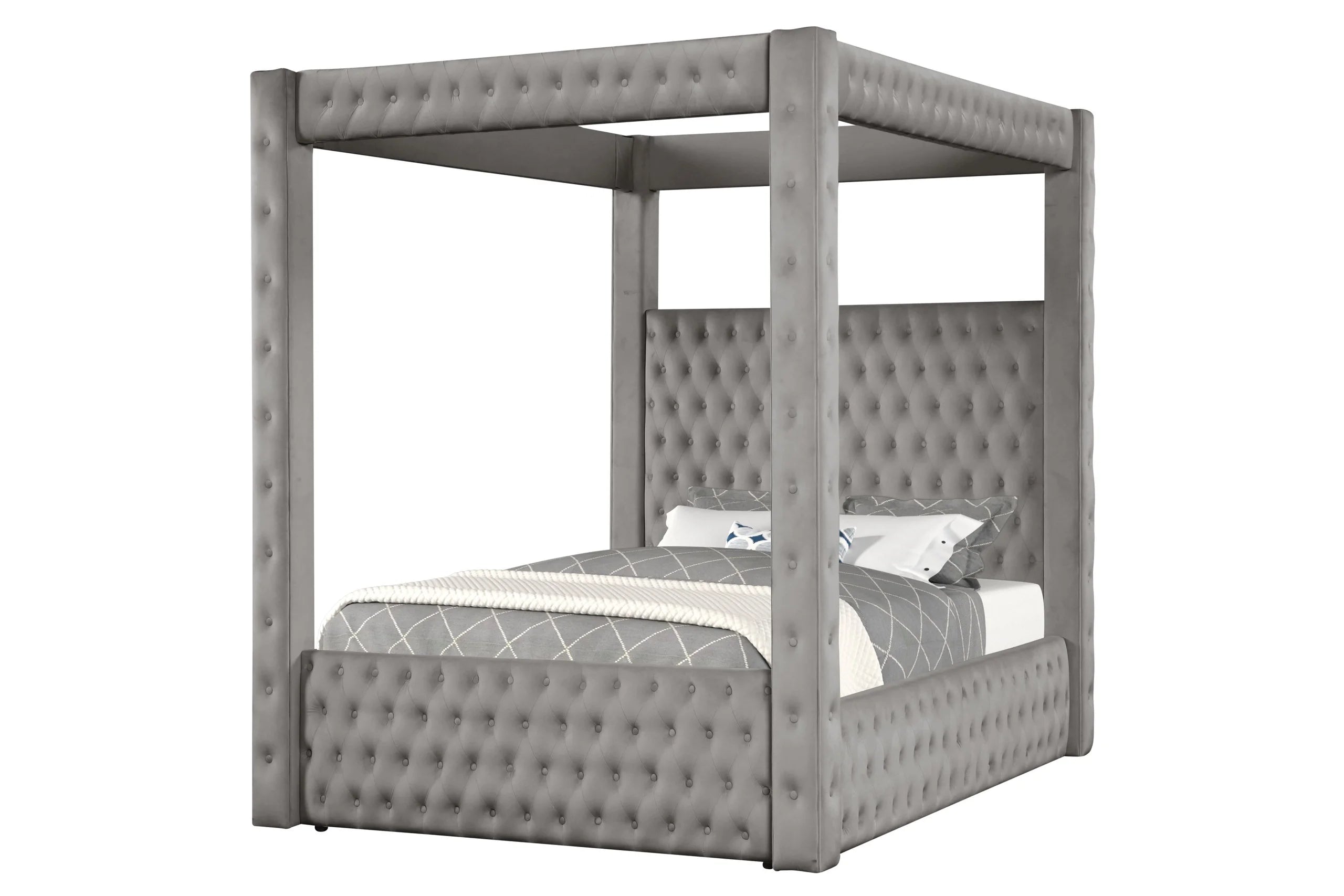Castle Gray Velvet Bed Frame