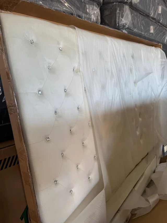 Beverly 6ft Diamond Cream Velvet Bed Frame