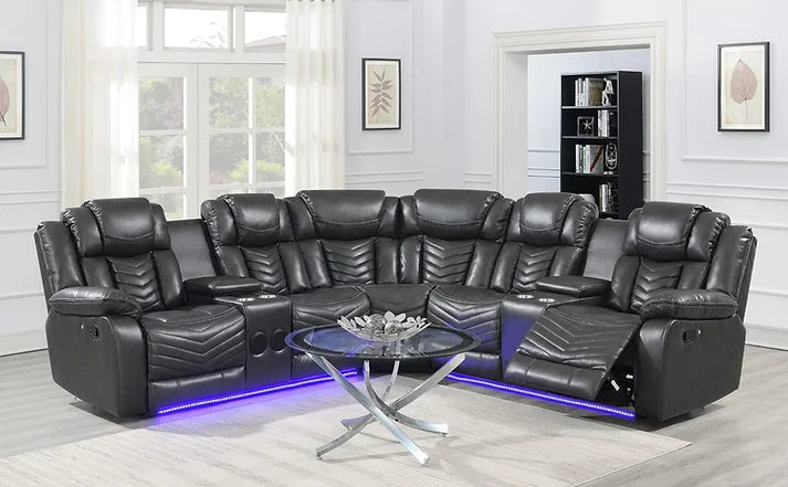 Lucky Charm Grey Reclining Sectional