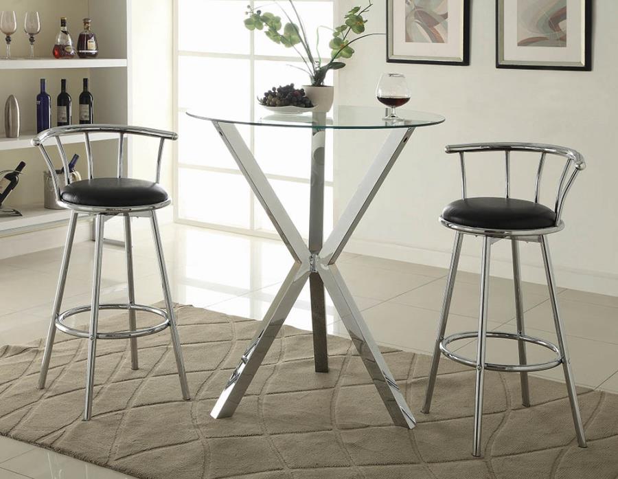 Round Glass Top Bar Table Chrome