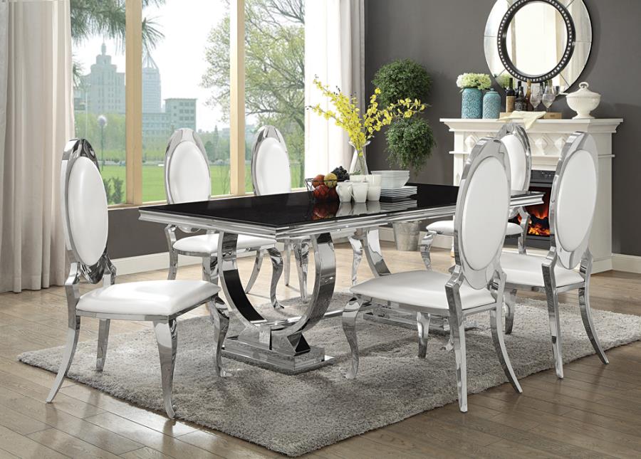 Antoine Oval Back Side Chairs Cream and Chrome