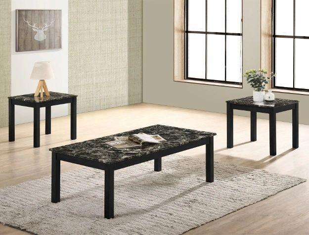 Thurner Black Faux Marble 3-Piece Cocktail Set
