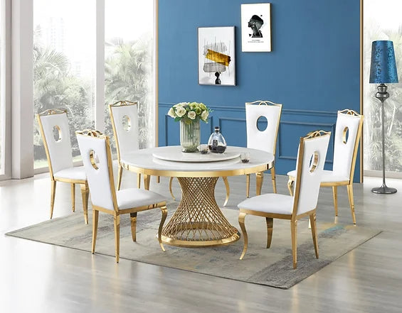 Unico Dining Table White and Gold