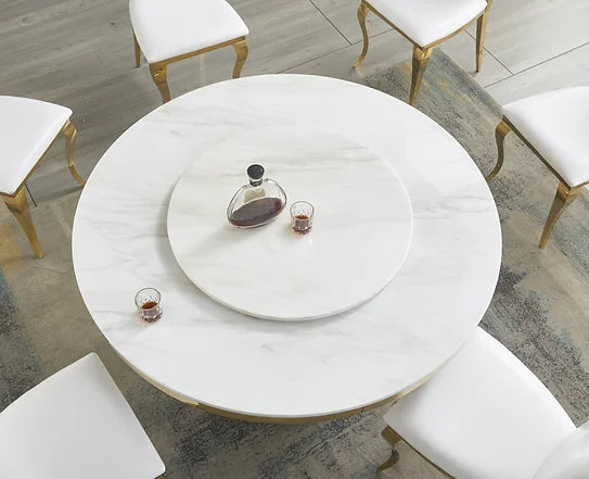 Unico Dining Table White and Gold