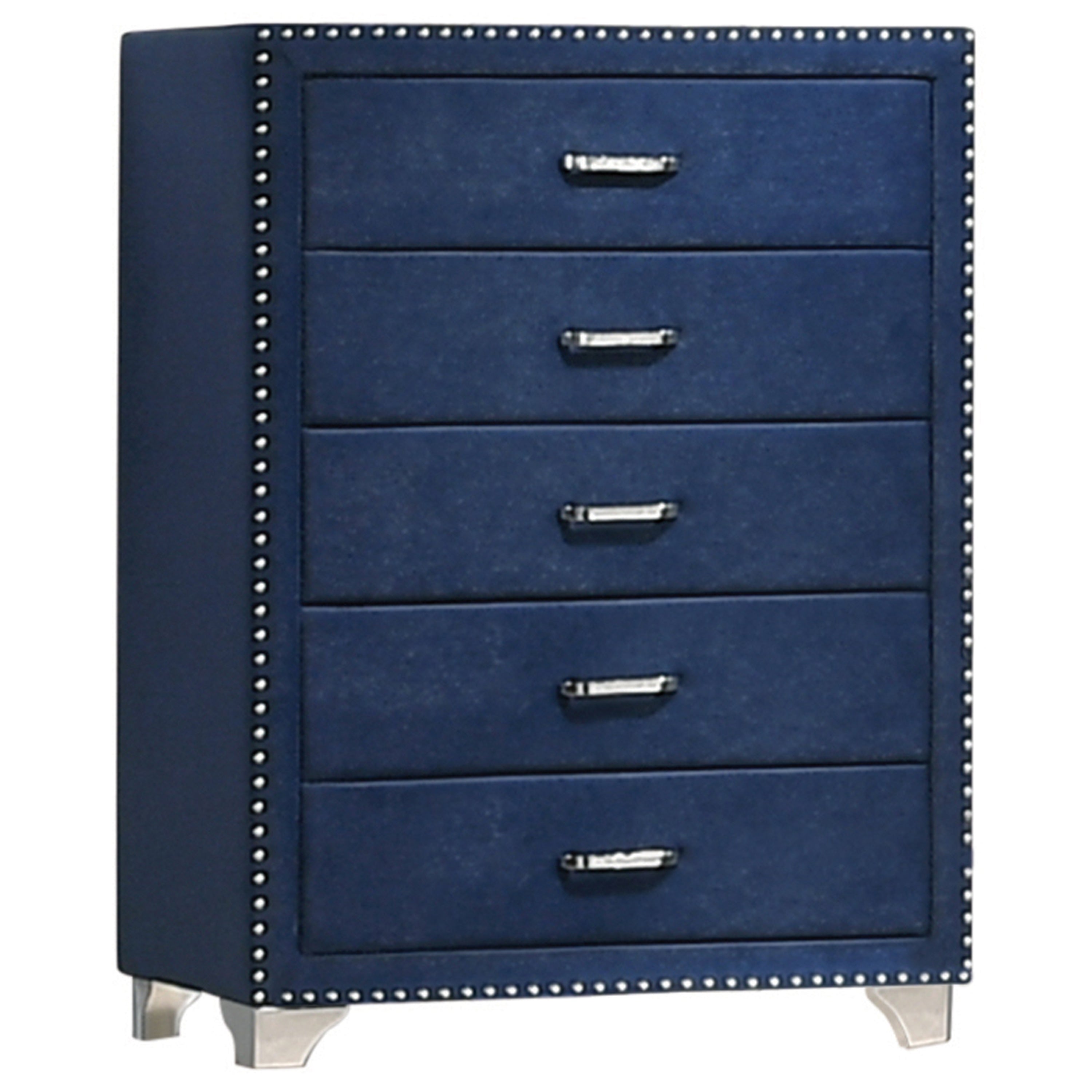 Melody Pacific Blue Velvet Upholstered Bedroom Chest