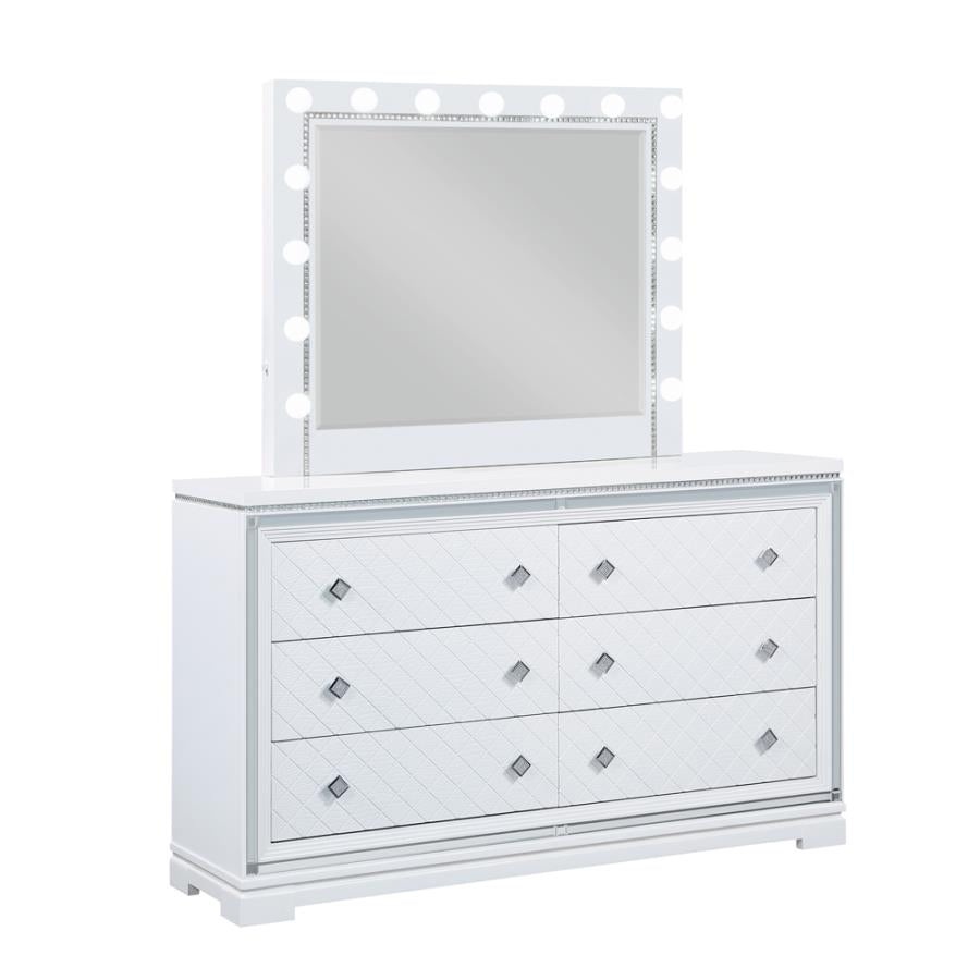 Eleanor Rectangular 6-drawer Dresser White