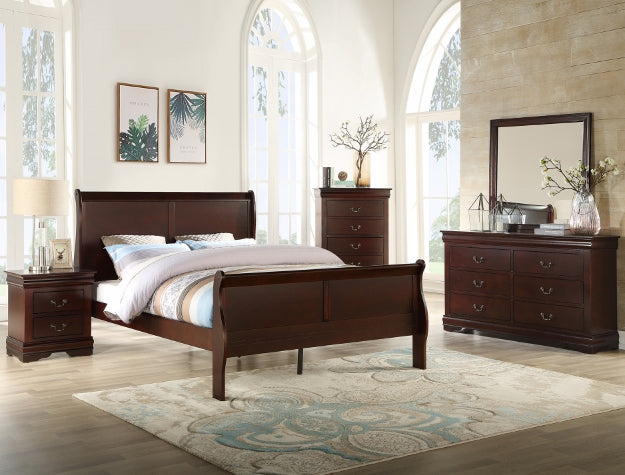 Louis Philip Dark Cherry Dresser & Mirror