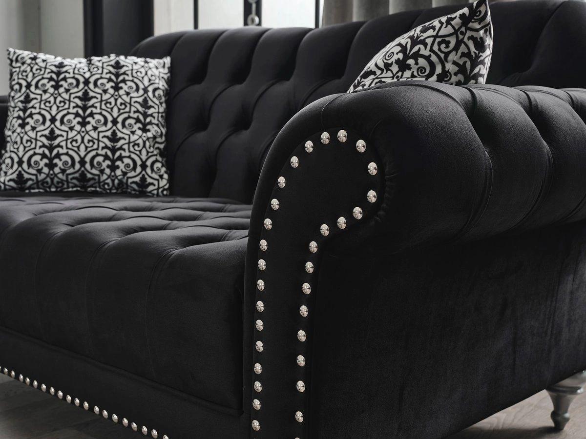 Juliette Black Velvet Loveseat